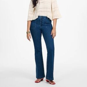 Madewell Button Fly Flea Market Flare Jeans Dark Blue Denim NWT